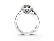 Solitaire Engagement Ring Setting for Fancy Green Radiant Cut Center with Wide Band, Pave Collar and Prong Head in White Gold
