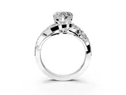 Halo Engagement Ring Setting for Heart-Shaped Center with Marquise and Pave Bypass Band and Prong Head in Sterling Silver