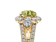 Halo Engagement Ring Setting for Fancy Yellow Round Cut Center with Two-Strand Split Shank and Prong Head in Yellow Gold