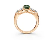 Cluster Engagement Ring Setting for Fancy Green Radiant Cut Center with Round Cut Accent Frame and Prong Head in Rose Gold
