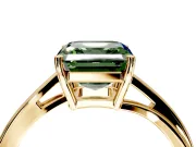 Solitaire Engagement Ring Setting for Fancy Green Asscher Cut Center with Plain Bypass Twist Band and Prong Head in Yellow Gold