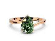 Solitaire Engagement Ring Setting for Fancy Green Pear-Shaped Center with Plain Bypass Twist Band and Prong Head in Rose Gold