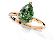 Minimalist Solitaire Engagement Ring Setting for Fancy Green Pear-Shaped Center with Thin Band and Prong Head in Rose Gold