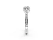 Cluster Engagement Ring Setting for Cushion Cut Center with Bezel Accent Clusters and Prong Head in Platinum