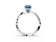Side Accent Engagement Ring Setting for Fancy Blue Radiant Cut Center with Accent Shoulders and Prong Head in Sterling Silver