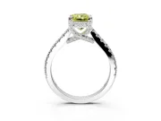 Solitaire Engagement Ring Setting for Fancy Yellow Radiant Cut Center with Widening Pave Band and Claw Prong Head in White Gold