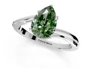 Solitaire Engagement Ring Setting for Fancy Green Pear-Shaped Center with Plain Bypass Twist Band and Prong Head in Platinum