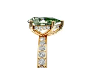 Solitaire Engagement Ring Setting for Fancy Green Pear-Shaped Center with Fine Pave Band and Prong Head in Yellow Gold