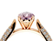Solitaire Engagement Ring Setting for Fancy Pink Pear-Shaped Center with Multi-Row Accents and Prong Head in Rose Gold