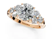 Cluster Engagement Ring Setting for Round Cut Center with Round Cut Accent Frame and Prong Head in Rose Gold