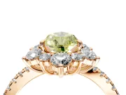 Floral Halo Engagement Ring Setting for Fancy Yellow Pear-Shaped Center with Pave Accents and Prong Head in Rose Gold