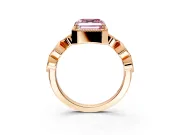 Vintage Station Engagement Ring Setting for Fancy Pink Asscher Cut Center with Accents and Prong Head in Rose Gold