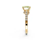 Solitaire Engagement Ring Setting for Fancy Yellow Radiant Cut Center with Crossover Accents and Prong Head in Yellow Gold