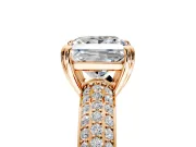 Solitaire Engagement Ring Setting for Princess Cut Center with Multi-Row Pave Accents and Basket Head in Rose Gold