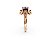Solitaire Engagement Ring Setting for Fancy Pink Princess Cut Center with Twisted Band and Scroll Prong Head in Rose Gold