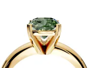 Solitaire Engagement Ring Setting for Fancy Green Cushion Cut Center with Wire Band and Prong Head in Yellow Gold