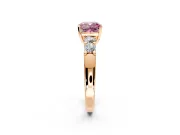 5 Stone Engagement Ring Setting for Fancy Pink Cushion Cut Center with Plain Band and Prong Head in Rose Gold
