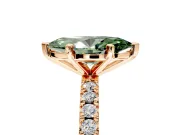 Solitaire Engagement Ring Setting for Fancy Green Marquise Center with Fine Pave Band and Claw Prong Head in Rose Gold