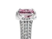Solitaire Engagement Ring Setting for Fancy Pink Radiant Cut Center with Accented Split Shank and Prong Head in Platinum