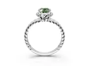 Halo Engagement Ring Setting for Fancy Green Oval Center with Rope Twist Split Shank and Prong Head in Platinum