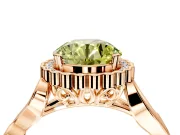 Halo Engagement Ring Setting for Fancy Yellow Round Cut Center with Leaf Motif Split Shank and Prong Head in Rose Gold