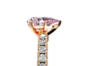 Solitaire Engagement Ring Setting for Fancy Pink Pear-Shaped Center with Single Row Accent Band and Prong Head in Rose Gold