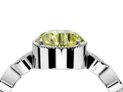 Vintage Station Engagement Ring Setting for Fancy Yellow Round Cut Center with Accents and Prong Head in Platinum