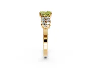 Cluster Engagement Ring Setting for Fancy Yellow Cushion Cut Center with 2-Row Shoulder Clusters and Prong Head in Yellow Gold