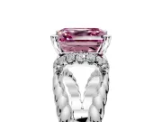 Halo Engagement Ring Setting for Fancy Pink Asscher Cut Center with Rope Twist Split Shank and Prong Head in Platinum