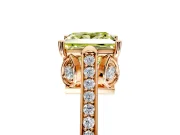 Cathedral Engagement Ring Setting for Fancy Yellow Princess Cut Center with Antique-Style Pave Band and Prong Head in Rose Gold