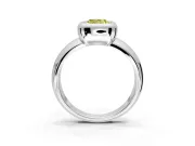 Solitaire Engagement Ring Setting for Fancy Yellow Cushion Cut Center with Wide Band and Bezel Head in Sterling Silver