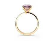 Solitaire Engagement Ring Setting for Fancy Pink Princess Cut Center with Fine Pave Accents and Prong Head in Yellow Gold