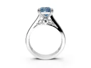 Solitaire Engagement Ring Setting for Fancy Blue Princess Cut Center with Channel Band and Double Claw Prong Head in Platinum