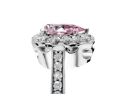 Floral Halo Engagement Ring Setting for Fancy Pink Pear-Shaped Center with Large Halo Accents and Prong Head in Platinum