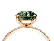 Solitaire Engagement Ring Setting for Fancy Green Round Cut Center with Pave Accents and Prong Head in Rose Gold