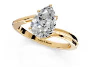 Solitaire Engagement Ring Setting for Pear-Shaped Center with Plain Bypass Twist Band and Prong Head in Yellow Gold