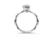 Solitaire Engagement Ring Setting for Radiant Cut Center with Bamboo Band and Prong Head in Sterling Silver