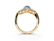 Cluster Engagement Ring Setting for Fancy Blue Marquise Center with Round Cut Accent Frame and Prong Head in Yellow Gold