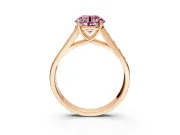 Solitaire Engagement Ring Setting for Fancy Pink Round Cut Center with Cathedral Channel Band and Prong Head in Rose Gold