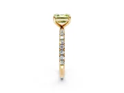Solitaire Engagement Ring Setting for Fancy Yellow Asscher Cut Center with Micro Pave Band and Prong Head in Yellow Gold