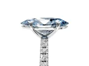 Solitaire Engagement Ring Setting for Fancy Blue Marquise Center with Fine Pave Narrow Band and Prong Head in Platinum