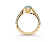 Solitaire Engagement Ring Setting for Fancy Blue Marquise Center with Multi-Row Accents and Prong Head in Yellow Gold