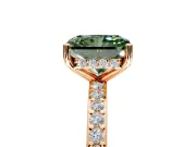 Solitaire Engagement Ring Setting for Fancy Green Radiant Cut Center with Fine Pave Band and Prong Head in Rose Gold