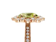 Milgrain Halo Engagement Ring Setting for Fancy Yellow Oval Center with Bezel Point Accents and Prong Head in Rose Gold