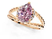 Halo Engagement Ring Setting for Fancy Pink Pear-Shaped Center with Rope Twist Split Shank and Prong Head in Rose Gold