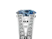 Split Shank Engagement Ring Setting for Fancy Blue Oval Center with Pave Split Shank and Prong Head in White Gold