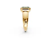 Solitaire Engagement Ring Setting for Fancy Green Emerald Cut Center with Wide Band and Bezel Head in Yellow Gold