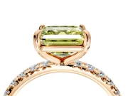 Solitaire Engagement Ring Setting for Fancy Yellow Asscher Cut Center with Shared-Prong Accents and Prong Head in Rose Gold