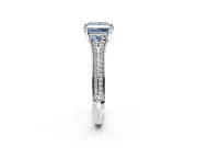 Solitaire Engagement Ring Setting for Fancy Blue Princess Cut Center with Pave Rail Split Shank and Prong Head in Platinum