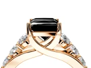 Solitaire Engagement Ring Setting for Fancy Black Princess Cut Center with Graduated Shared Prongs and Prong Head in Rose Gold